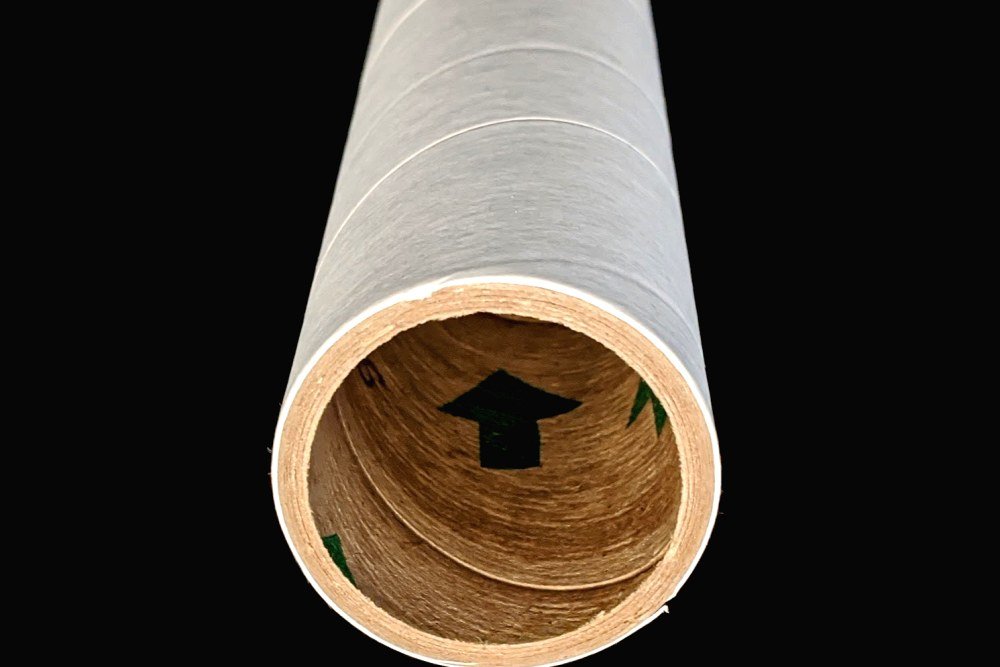 A spiral-wound paper core tube seen from its open end, showing the paper wall